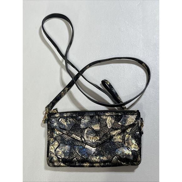 Lodis Butterfly Leather Crossbody Wallet Purse Wristlet Black Iridescent - Picture 1 of 12